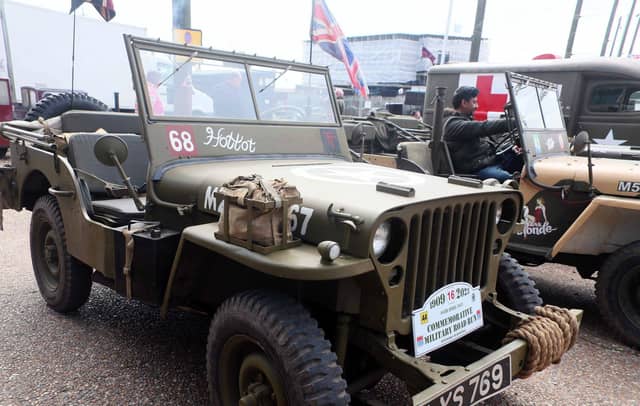 AA Invictus Military Vehicle Run in Hastings Old Town - 16 April 2023. Photo by Roberts Photographic