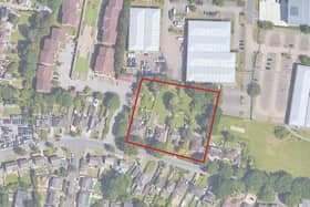 Site in Tushmore Lane where developer wants permission for 60 new flats across two blocks