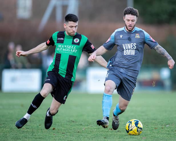 Action from Three Bridges v Burgess Hill Town earlier in the season. Picture by Eva Gilbert