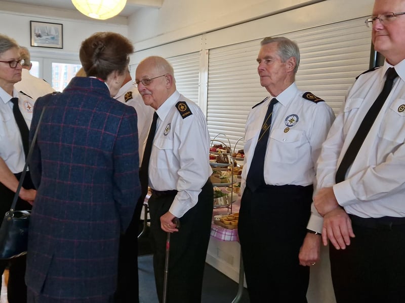 The Princess Royal chatting with watchkeepers at Shoreham Sailing Club