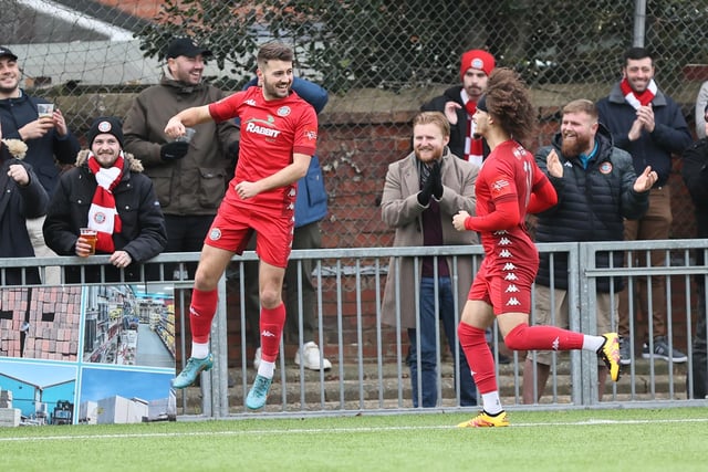 Action from Worthing's superb 3-0 win at home to Dartford in the National League South at Woodside Road