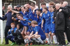 Roffey FC celebrate winning the SCFL Division 1 title after a draw at Arundel | Picture supplied by Roffey FC