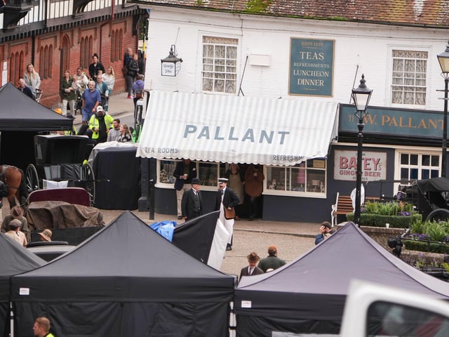 Filming continues in Arundel for Wicked Little Letters, starring Olivia Colman and Jessie Buckley. Photo: Eddie Mitchell