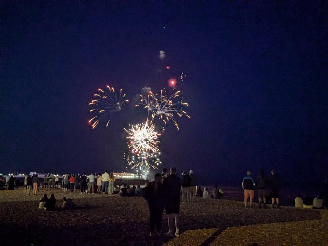 Worthing Lions Festival fireworks were launched from the end of Worthing Pier on July 27, 2024, to a crowd of hundreds on the beach and promenade