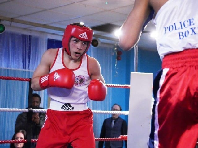 Action from Crawley's junior boxing squad at their annual blockbuster at the Goffs Park Social Club on Sunday. Picture by Max Spanner Photography