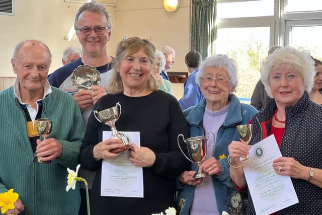 Trophy winners, from left to right: Richard Tabor, Richard Haigh, Rosy Jarrett, Jean Lawrence and Jennie Griffin