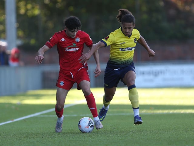 Action from Worthing's National League South clash at home to Farnborough at Woodside Road