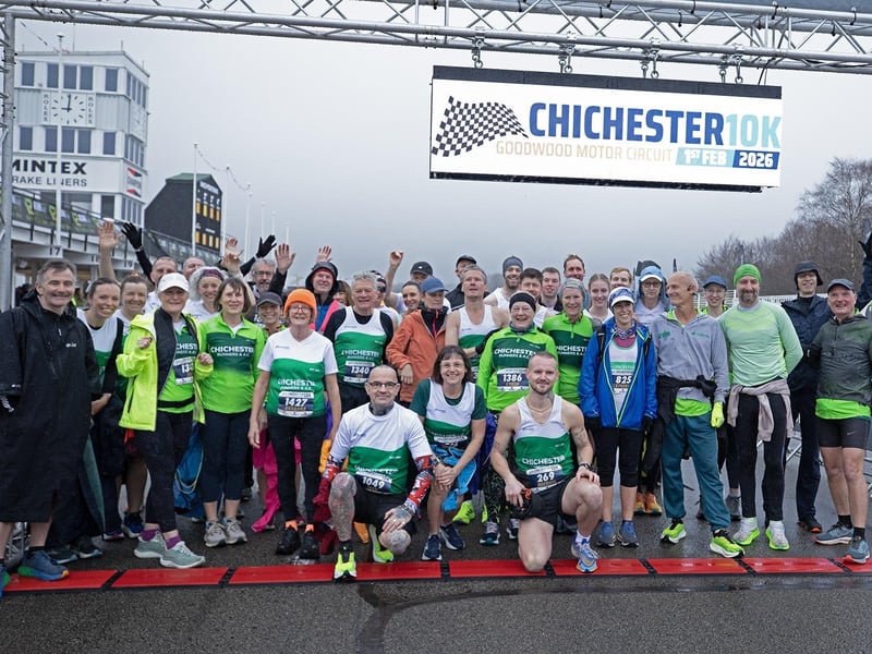 Members of Chichester Runners & AC at the start of the Chichestser 10k