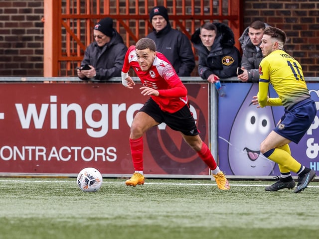 Action from Eastbourne Borough's 2-0 National League South win at home to Farnborough at Priory Lane