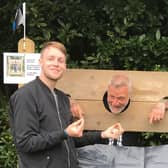 The Murrell Arms manager Steve Rowntree in the stocks, ready for a soaking