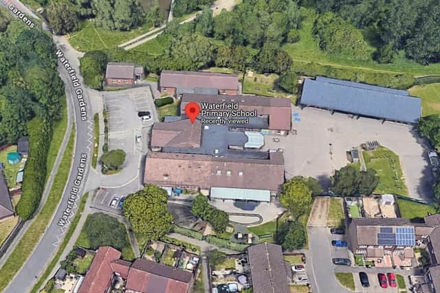 Police received a report about the theft of timber railway sleepers from Waterfield First School. Picture courtesy of Google