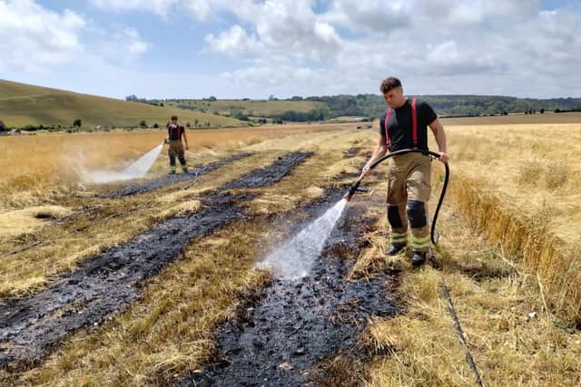 Firefighters found approximately 100 square metres of straw alight and used two hose reels and one thermal imaging camera to extinguish the fire. Photo: Eddie Mitchell