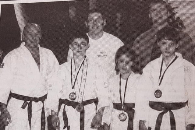 There was success for Scotdan Jido Cl;ub members at the under-21 championships.
Pictured at the Beacon Leisure Centre with  Duncan Reid, Barry Gibson (fitness instructor) and Glen Bodie (duty manager) are medal winners Graham Roxburgh and Dawn and Harry Forsyth.