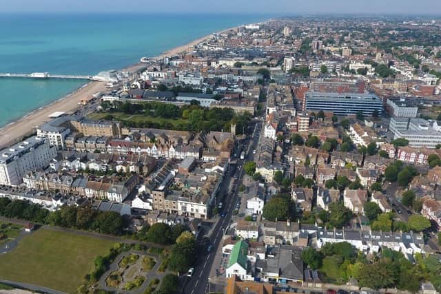 Aerial view of Worthing from 2018