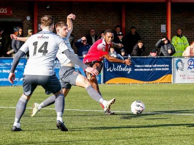 Action from Eastbourne Borough's 2-0 Ntional League South win against Slough Town at Priory Lane
