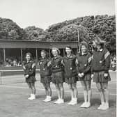 You might remember that before the current local schools provided the ball girls and boys for the annual International Devonshire Park tennis tournament, Chelsea College provided the ball girls. This photo shows a group of College girls lined up ready to ball-girl on Centre Court, in 1979. That was the summer of my first year. I’m second from the right and, no surprise, I’m talking! I loved ball-girling! I was lucky enough to be picked each year and it was such a lot of fun.