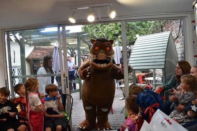 After enjoying a mammoth tea party spread at Cobblestone Tea House, the children were truly amazed when The Gruffalo appeared at the door