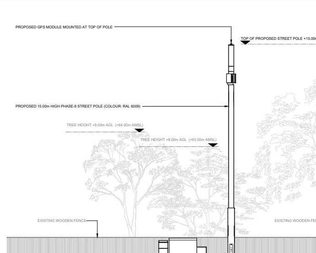 Plans show that the proposed mobile phone mast would be taller than trees in the area