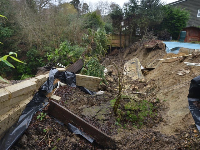 Landslip at Old Roar Gill: The garden of 24 Foxcote.