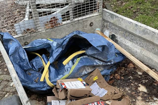 Some of the empty Amazon parcels found dumped in a trailor belonging to South Downs fencing contractor Sam Bartholomew