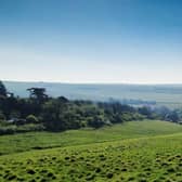 The South Downs pictured from East Dean, looking towards the Seven Sisters and the sea. This photograph was taken by Mike Tedford