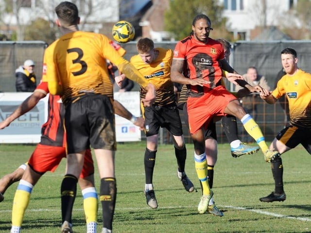 Action from Littlehampton Town's 1-1 draw with Sittingbourne at The Sportsfield in the Isthmian south east division