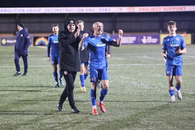 Action from Worthing's 2-0 National South win at Eastbourne Borough