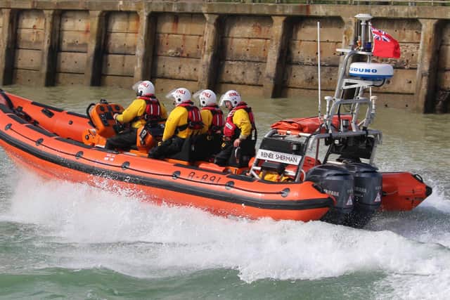 HM Coastguard tasked the volunteer crews of Littlehampton lifeboat station to attend a yacht that had ‘suffered technical problems’, amid concerns that the sole crew member ‘may have inhaled smoke from the failed engine’. Photo: RNLI