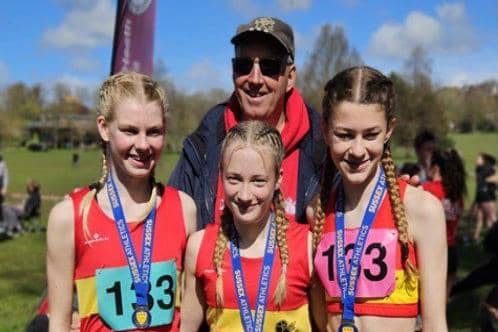 Under 15 Girls with medal with coach David Leach | Picture - submitted