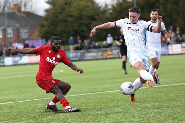 Action from Worthing's home loss to Taunton Town in National League South