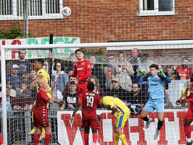 Action from Worthing FC's 1-1 draw with Taunton Town in National League South