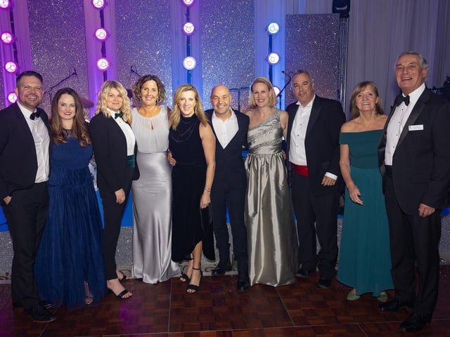 Kenny and Lucy Tutt, community team leader Leanne Asling, director of children's services Anna Jones, vice-president Sally Gunnell, Jon Bigg, Fiona and Ed Butler, Frances and Mike Rymer at The Snowman at The Grand