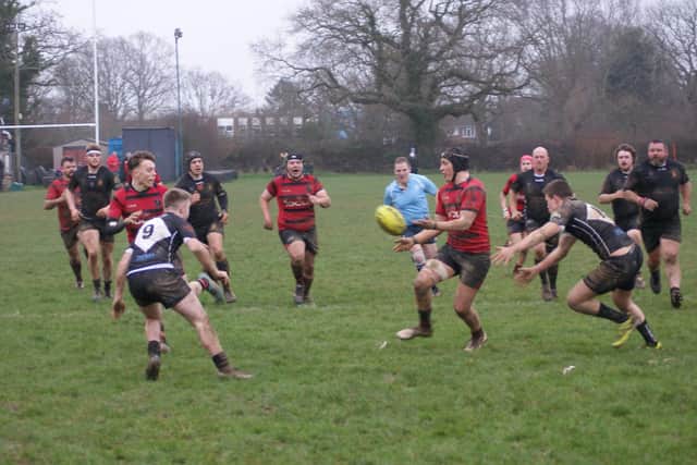 Haywards Heath in action at Burgess Hill Town | Picture courtesy of HHRFC