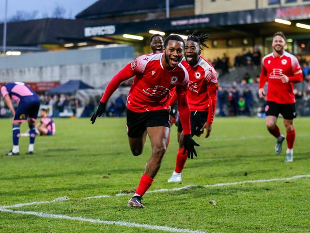 Action and goal celebrations from Eastbourne Borough's fine 3-1 win at Dulwich Hamlet in National League South
