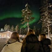 Pupils witness the Northern Lights on the first night of their arctic survival trip to Finnish Lapland