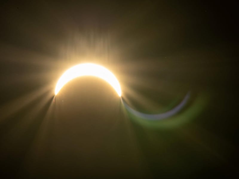 The partial solar eclipse.