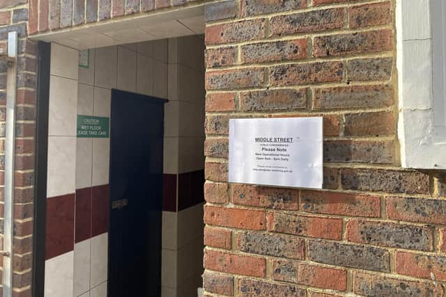 Due to anti-social behaviour vandalism the closing times at the public toilets at Southwick Square and Middle Street in Shoreham (pictured) have been changed and are now closing earlier - at 6pm instead of 9pm.