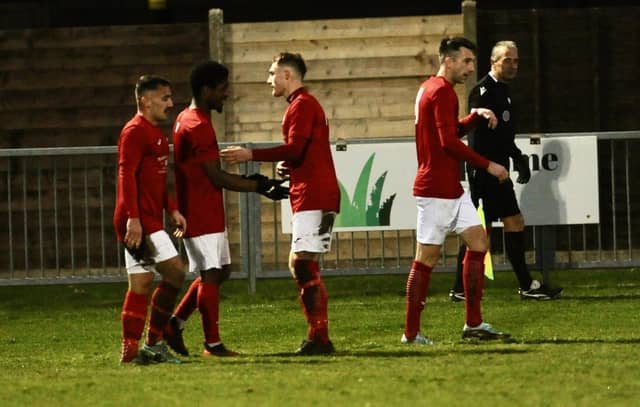 Action from Arundel FC's 2-1 win at home to Worthing United in the SCFL division one