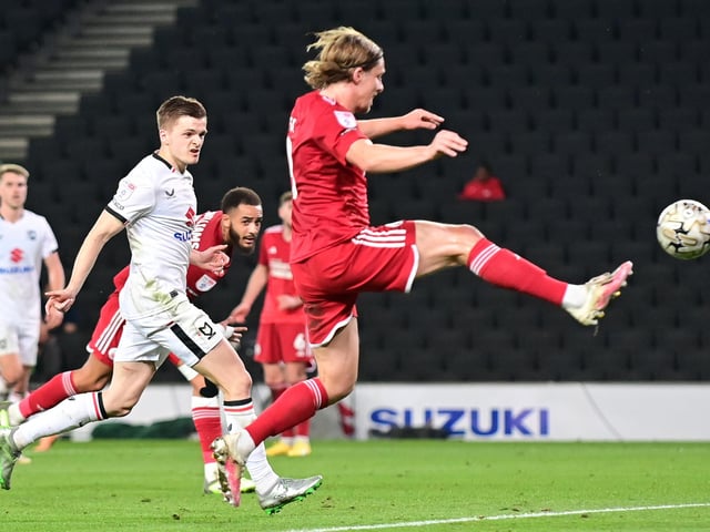 Crawley Town forward Danilo Orsi (9) takes a shot at goal during the EFL Sky Bet League 2 play-off second leg match between Milton Keynes Dons and Crawley Town at stadium:mk, Milton Keynes, England on 11 May 2024.:Crawley Town hammered MK Dons 5-1 - and 8-1 on aggregate - to reach the League Two play-off final Wembley. Photographer Dennis Goodwin/Pro Sport Images was there to catch the action, the crowd and the celebrations