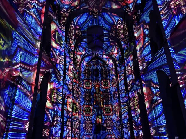 Chichester Cathedral has unveiled its spectacular new Light Experience, Illuminating Art, running from Friday 23 October, offering visitors an extraordinary journey through light, colour, moving images and music this October half term. Photo: Gary Shipton