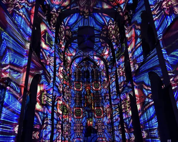 Chichester Cathedral has unveiled its spectacular new Light Experience, Illuminating Art, running from Friday 23 October, offering visitors an extraordinary journey through light, colour, moving images and music this October half term. Photo: Gary Shipton
