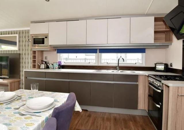 There is a large kitchen/dining area