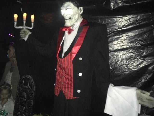 Hallowe'en at Rose Walk in Goring, complete with red eyes and swirling mist