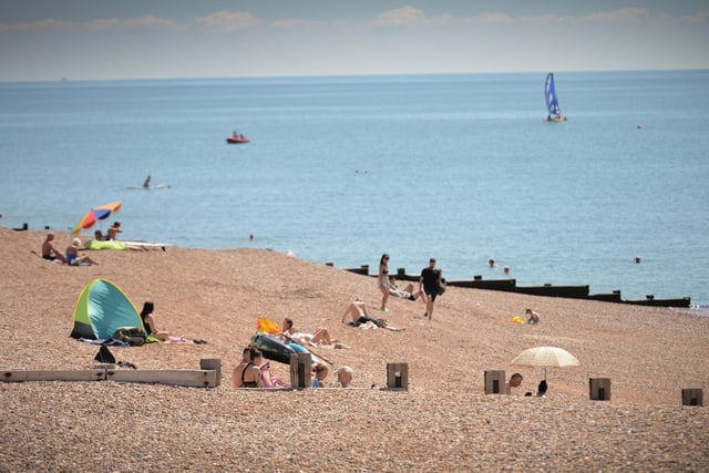 Hastings and St Leonards seafront pictured during the mini heatwave on Sunday, July 10