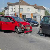 Two cars were left heavily damaged after the crash in Lancing. Photo: Eddie Mitchell