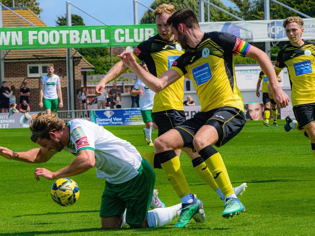 Action in the Rocks' pre-season win over Chichester City at Nyewood Lane