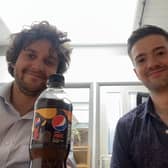 SussexWorld reporters Sam Pole (left) and Jacob Panons (right) with the new mango Pepsi Max
