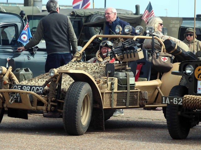 AA Invictus Military Vehicle Run in Hastings Old Town - 16 April 2023. Photo by Roberts Photographic