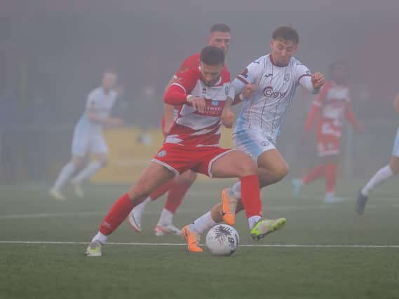 Eastbourne Borough take on Taunton Town in the fog - before the match was abandoned