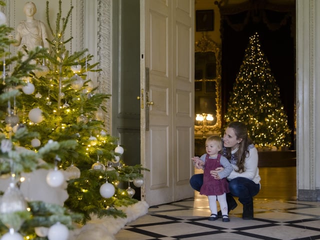 The enchanted winter forest in the Marble Hall at Petworth, West Sussex